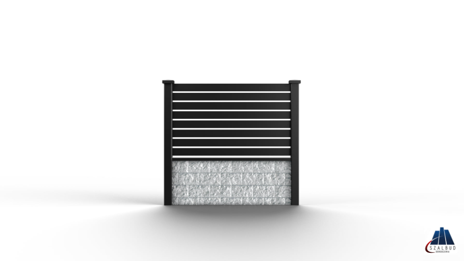 Wizualizacja - Ogrodzenie betonowe nowoczesne z elementami stalowymi